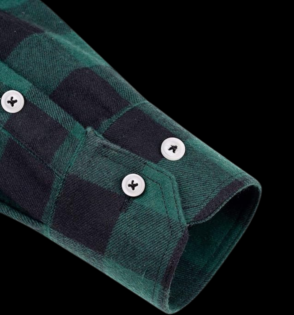 Dirt Road Outfitters "Dirt Road Classics" Men's Plaid Flannel Long Sleeve Shirt - Green/Black Plaid