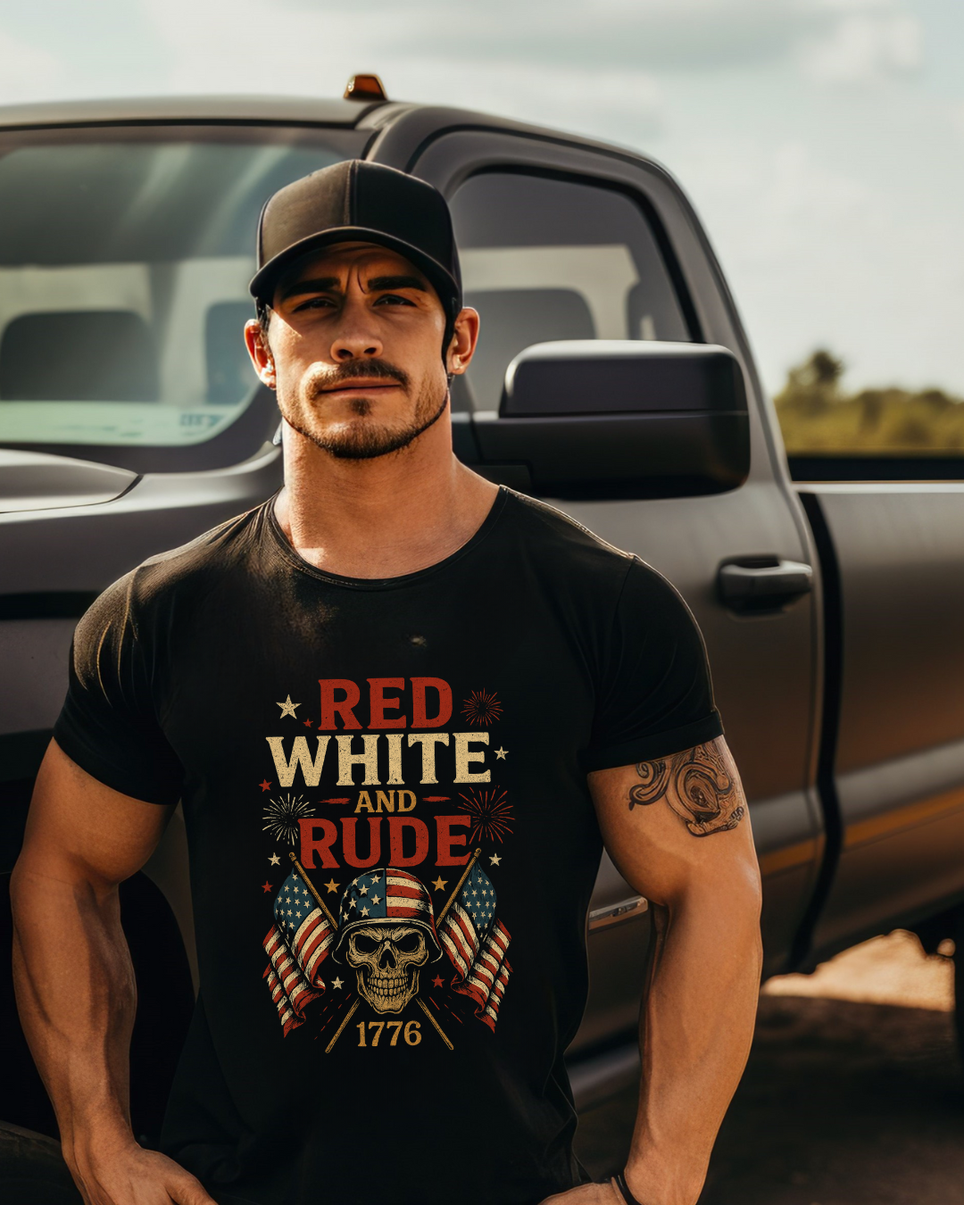 Dirt Road Outfitters "Red, White, and Rude" Tee - Black