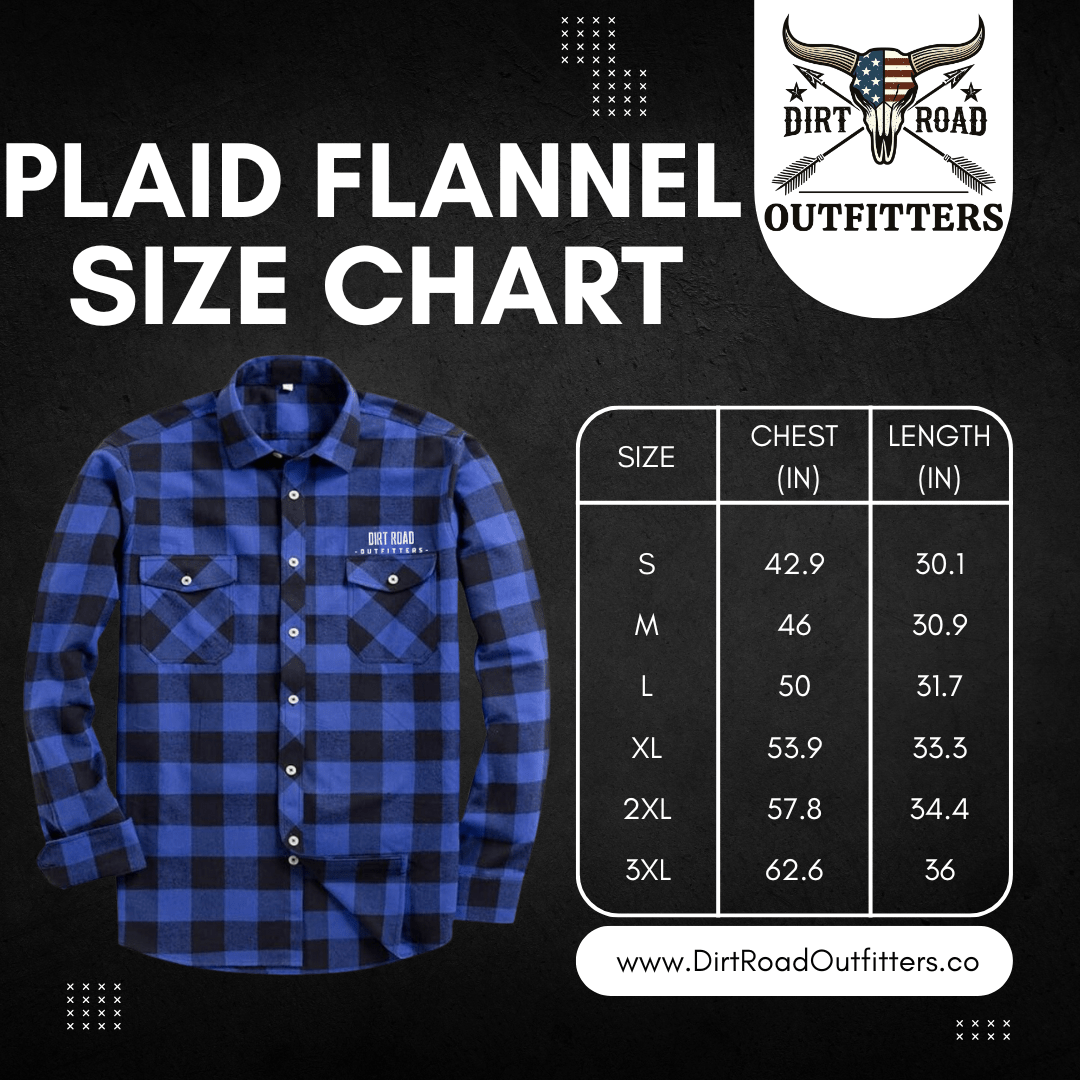 Dirt Road Outfitters "Dirt Road Classic" Men’s Plaid Flannel Long Sleeve Shirt - Blue/Black Plaid