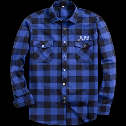 Dirt Road Outfitters "Dirt Road Classic" Men’s Plaid Flannel Long Sleeve Shirt - Blue/Black Plaid