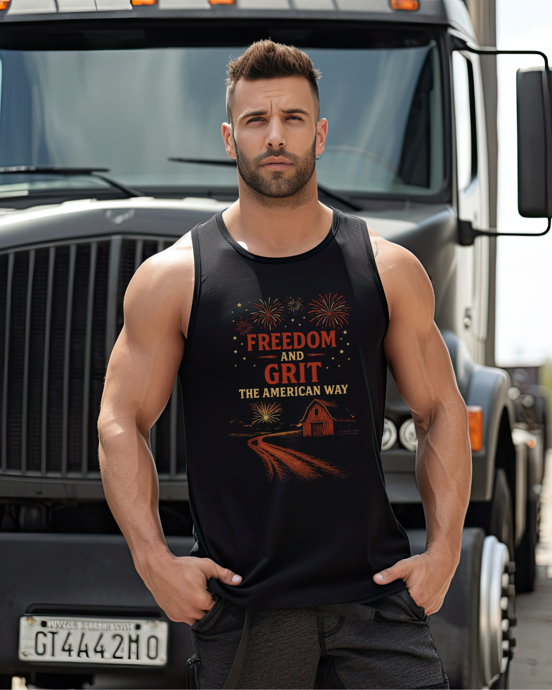 Dirt Road Outfitters "Freedom and Grit" Tank - Black
