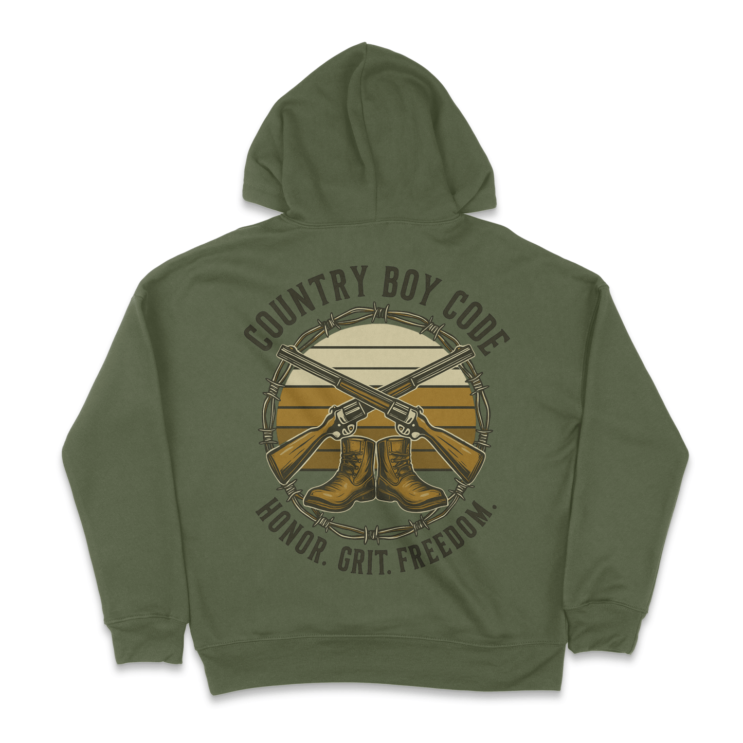 Dirt Road Outfitters "Country Boy Code" Pullover Hoodie - Military Green