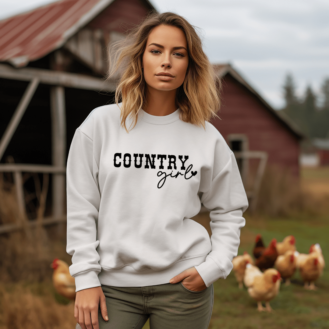Dirt Road Outfitters "Country Girl" Ladies Long Sleeve Sweatshirt - White