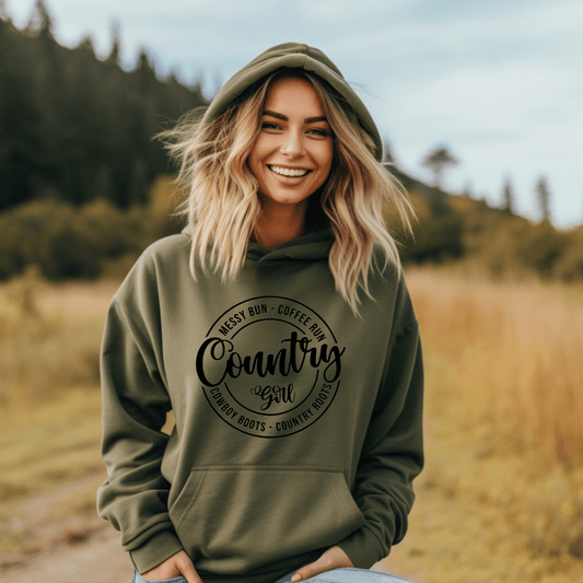 Dirt Road Outfitters "Country Roots" Pullover Hoodie - Military Green
