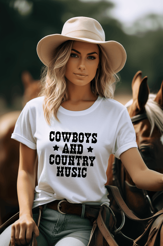 Dirt Road Outfitters "Cowboys and Country Music" Tee - White