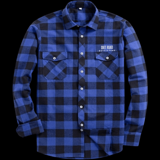 Dirt Road Outfitters "Dirt Road Classic" Men’s Plaid Flannel Long Sleeve Shirt - Blue/Black Plaid