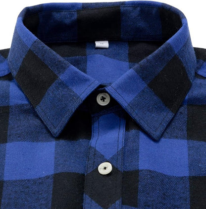 Dirt Road Outfitters "Dirt Road Classic" Men’s Plaid Flannel Long Sleeve Shirt - Blue/Black Plaid