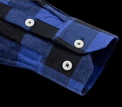 Dirt Road Outfitters "Dirt Road Classic" Men’s Plaid Flannel Long Sleeve Shirt - Blue/Black Plaid