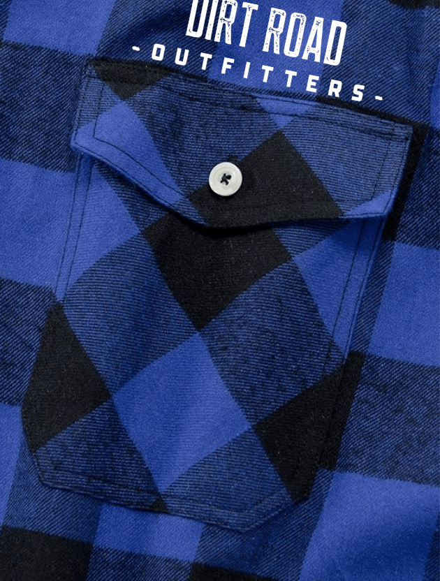 Dirt Road Outfitters "Dirt Road Classic" Men’s Plaid Flannel Long Sleeve Shirt - Blue/Black Plaid
