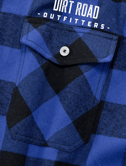 Dirt Road Outfitters "Dirt Road Classic" Men’s Plaid Flannel Long Sleeve Shirt - Blue/Black Plaid
