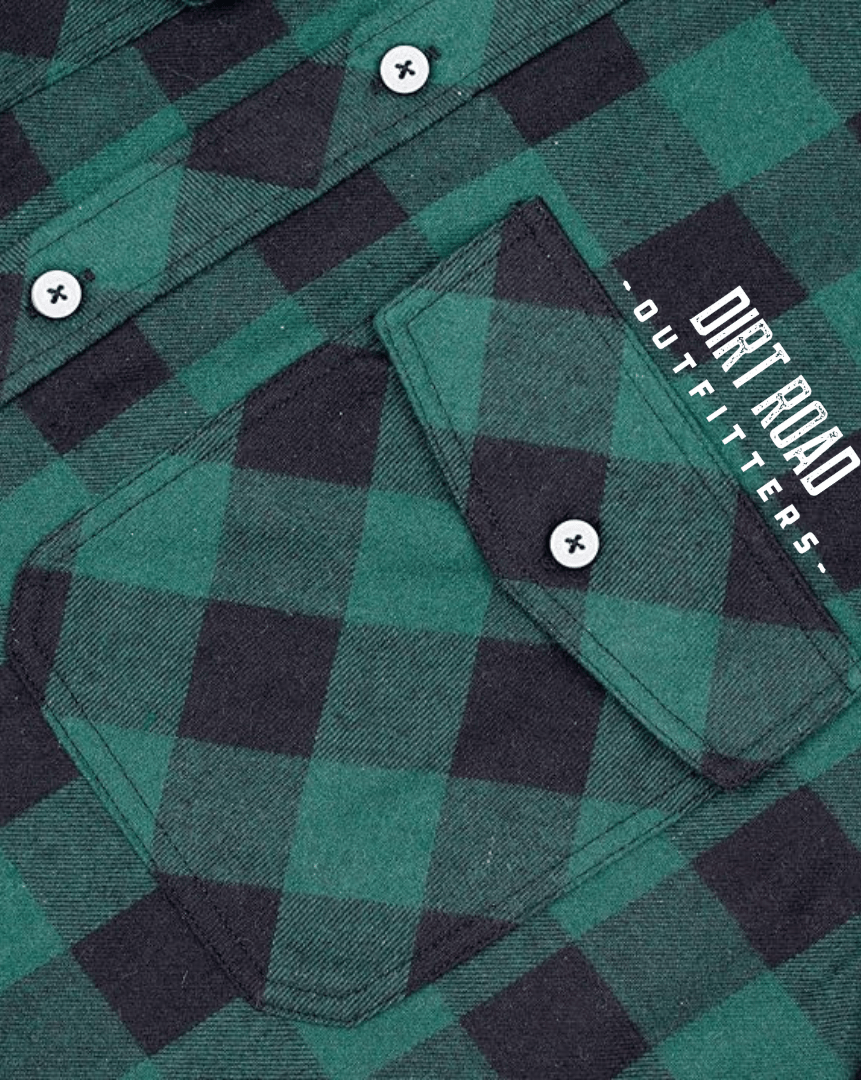 Dirt Road Outfitters "Dirt Road Classics" Men's Plaid Flannel Long Sleeve Shirt - Green/Black Plaid