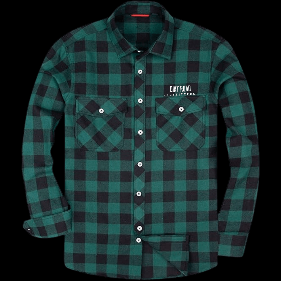 Dirt Road Outfitters "Dirt Road Classics" Men's Plaid Flannel Long Sleeve Shirt - Green/Black Plaid