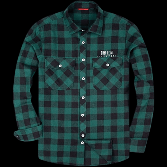 Dirt Road Outfitters "Dirt Road Classics" Men's Plaid Flannel Long Sleeve Shirt - Green/Black Plaid