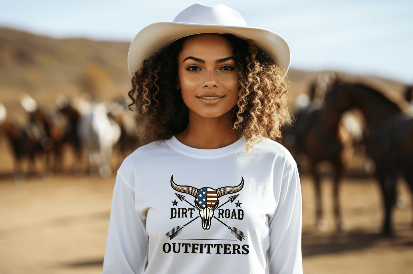 Dirt Road Outfitters "Iconic" Ladies Long Sleeve Sweatshirt - White