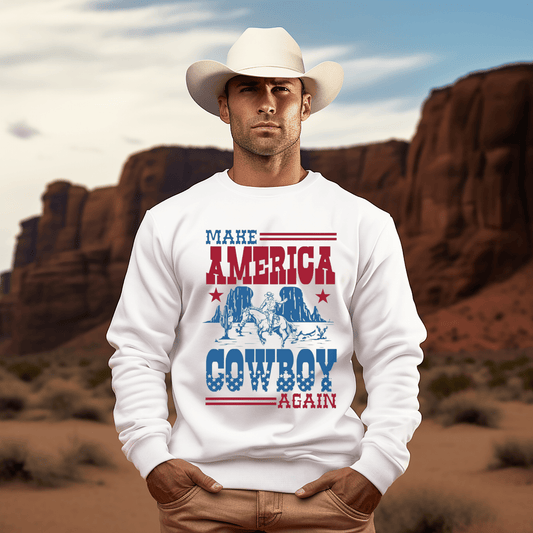 Dirt Road Outfitters - "Make America Cowboy Again" Sweatshirt - White