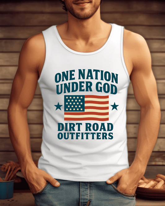 Dirt Road Outfitters "One Nation Under God" Tank - White