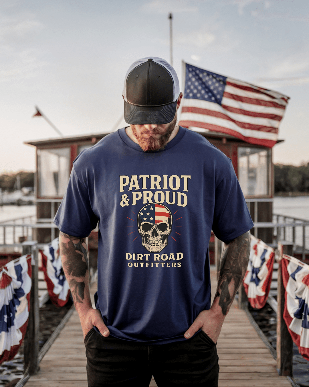 Dirt Road Outfitters "Patriot and Proud" Tee - True Navy