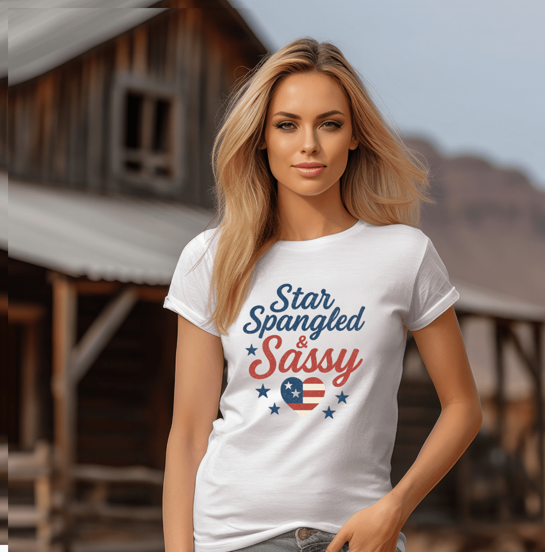 Dirt Road Outfitters "Star Spangled & Sassy" Tee - White