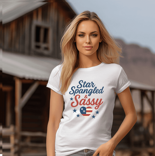 Dirt Road Outfitters "Star Spangled & Sassy" Tee - White