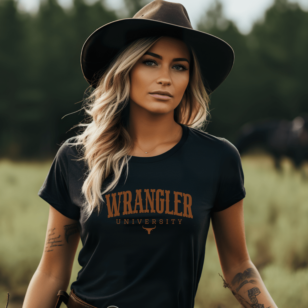 Dirt Road Outfitters "Wrangler University" Tee - Black
