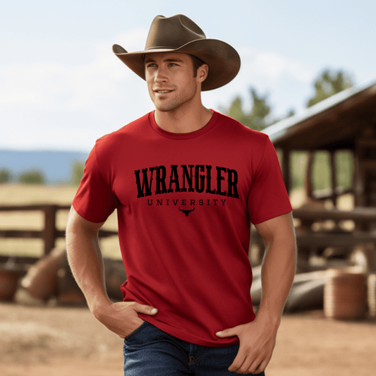 Dirt Road Outfitters "Wrangler University" Tee - Red