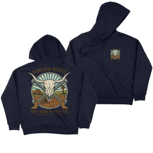 Dirt Road Outfitters "Rancher Hustle" Unisex Pullover Hoodie - Navy